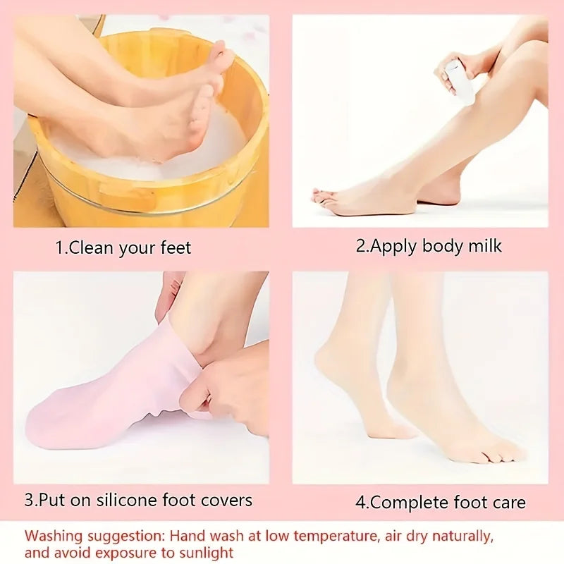 2-Pack Silicone Moisturizing Foot Sleeves | Overnight Heel Care Moisturizing Foot Sleeves QXL