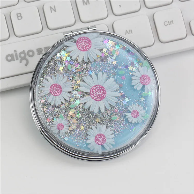 Double-Sided Pocket Mirror | Daisy Quicksand Sequin Design Pocket Makeup Mirror QXL round2