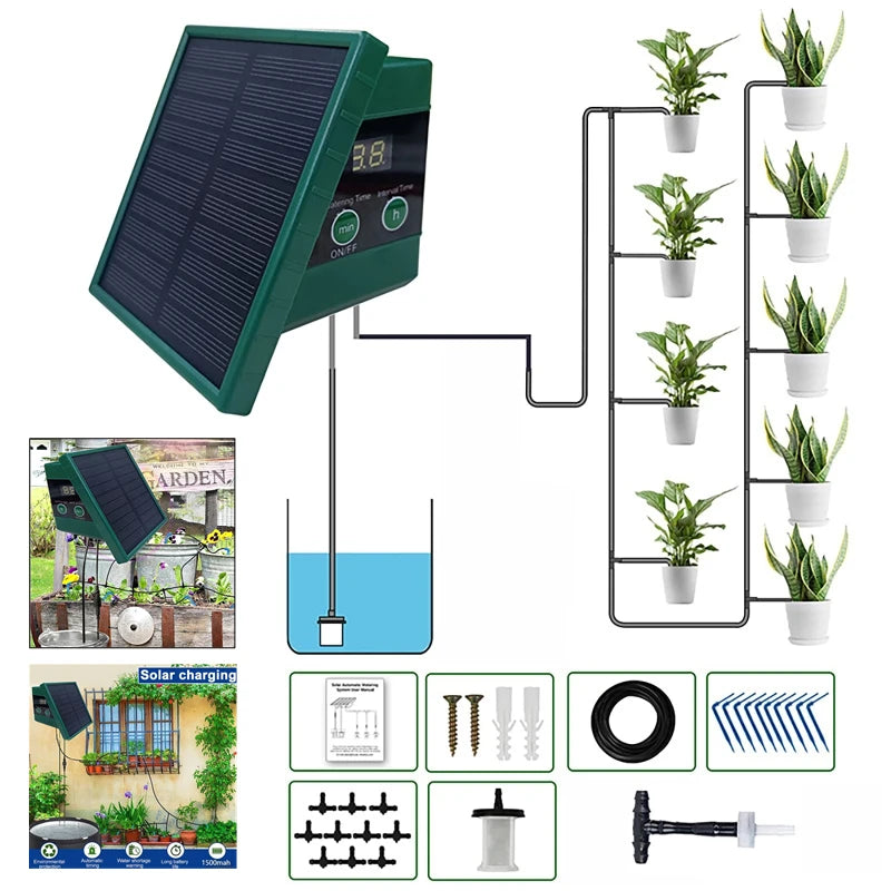 Solar Drip Irrigation System – 10M Auto Garden Watering Kit Drip Irrigation Kit QXL