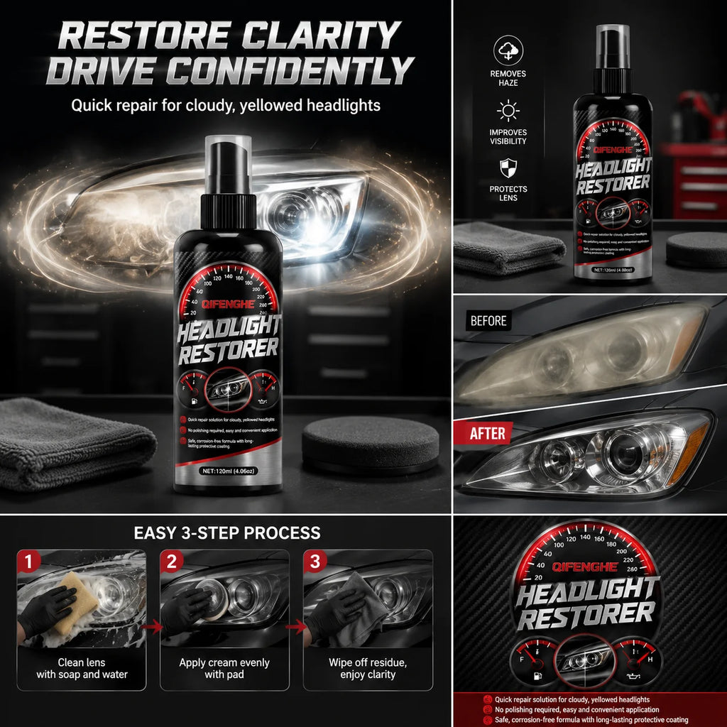 Headlight Restoration Spray – Clears Oxidized Foggy Lenses Headlight Restoration Spray QXL
