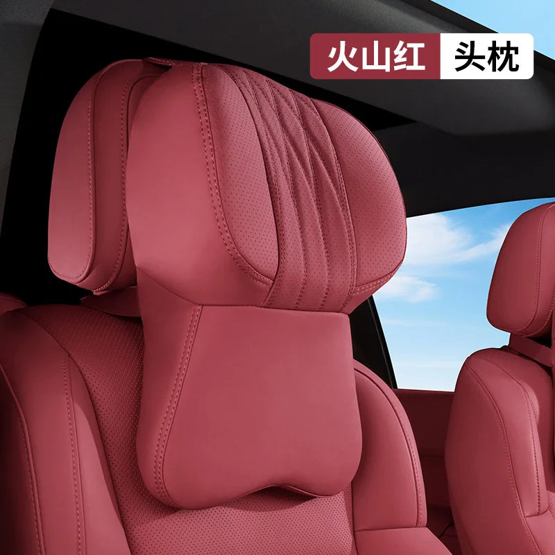 Luxury Leather Car Neck Pillow & Lumbar Support Cushion Car Seat Cushion QXL A
