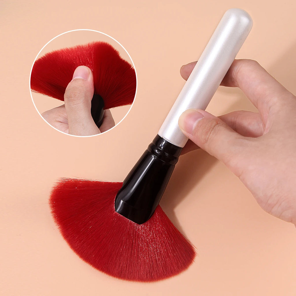 KOSSHOW Fan Powder Brush & Powder Puff Set – 2 Piece Makeup Brush Set QXL