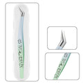 Cartoon Stainless Steel Lash Tweezers | Anti-Static Curved Tip Lash Extension Tweezers QXL Green