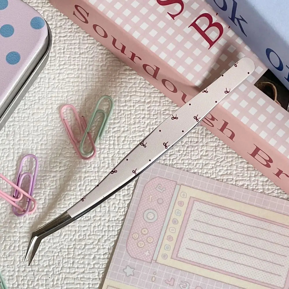 Curved Stainless Steel Eyelash Tweezers | Anti-Static Cartoon Eyelash Tweezers QXL