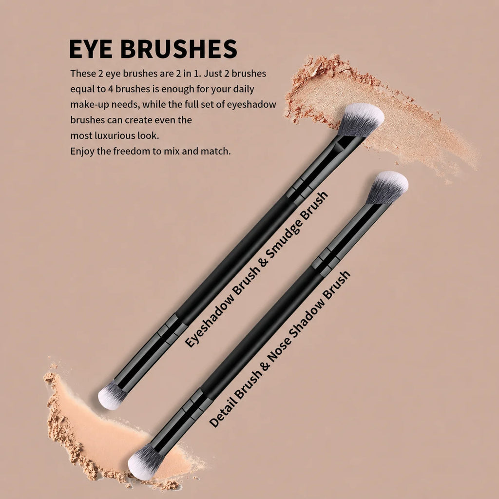 6-Piece Dual-Ended Travel Makeup Brush Set | LUXEBLEND Makeup Brush Set QXL