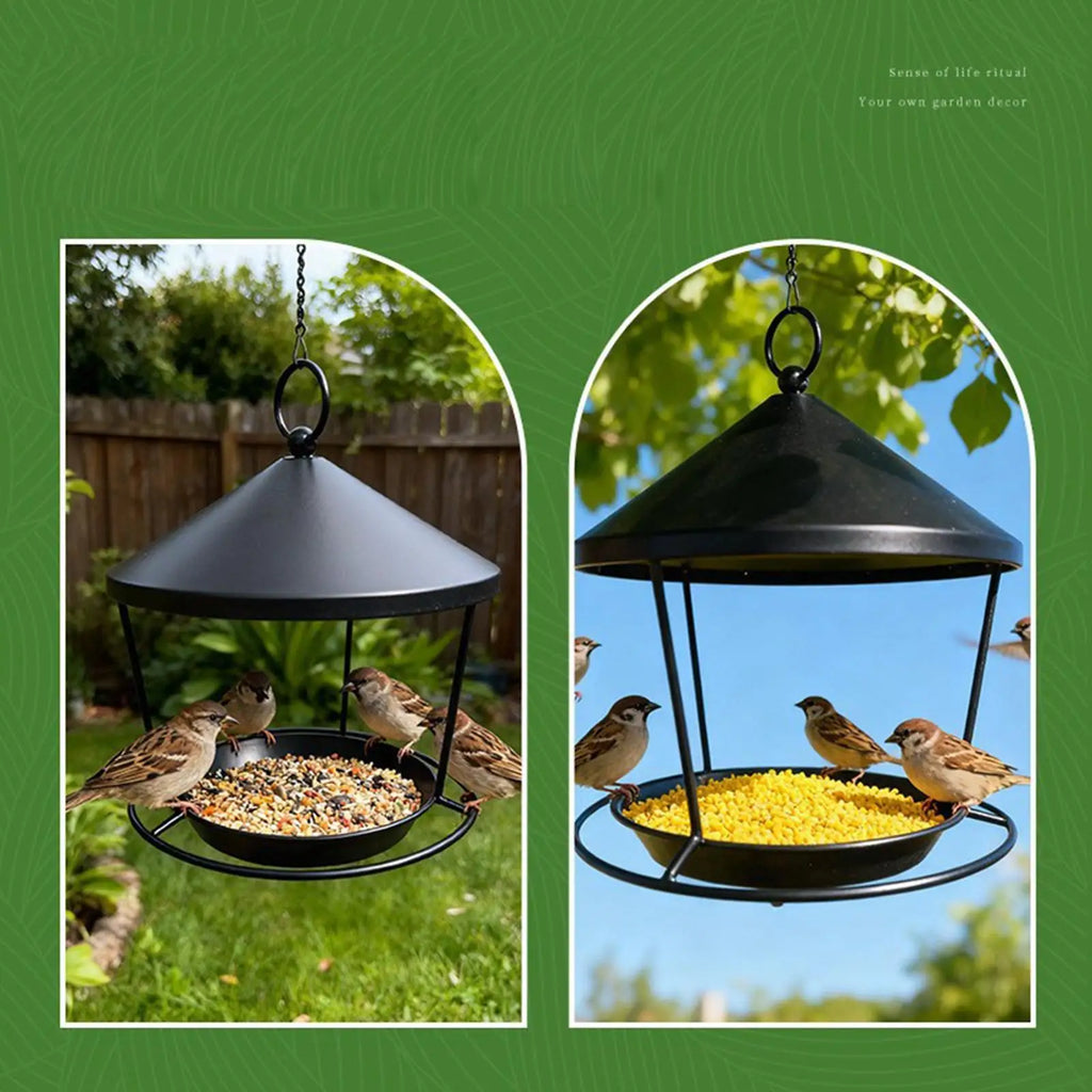 Outdoor Hanging Metal Bird Feeder | Weatherproof Garden Tray Hanging Bird Feeder QXL