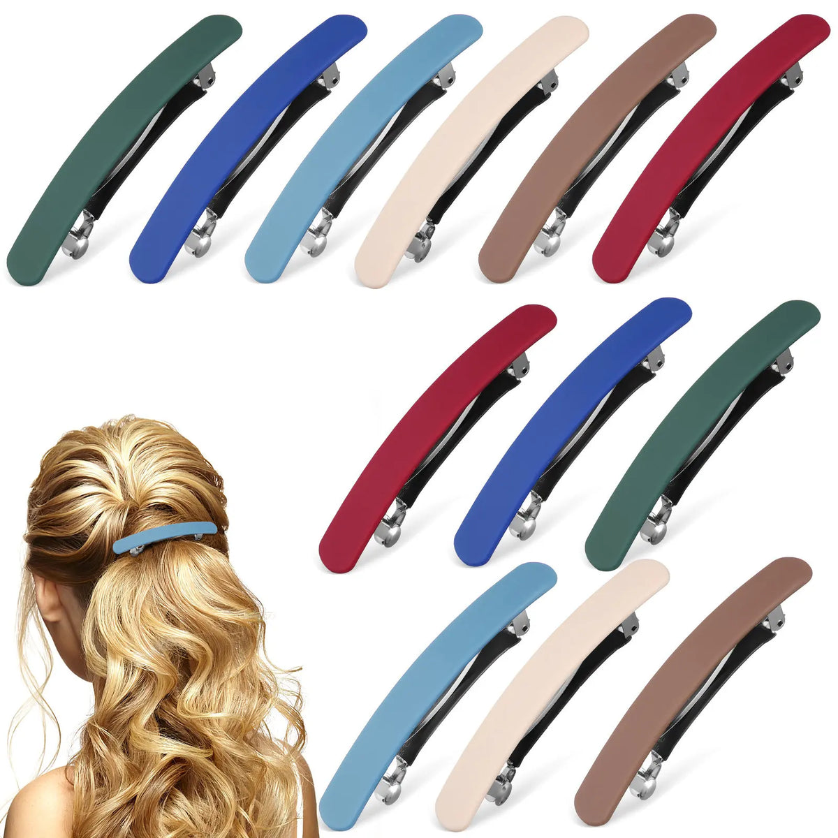 12-Pack Matte Spring Hair Clips & Barrettes for Thick Hair Hair Clips Barrettes QXL