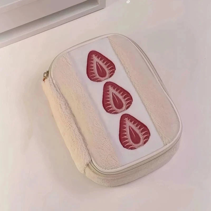 Embroidered Strawberry Pencil Case | Large Capacity Stationery Bag Pencil Case QXL