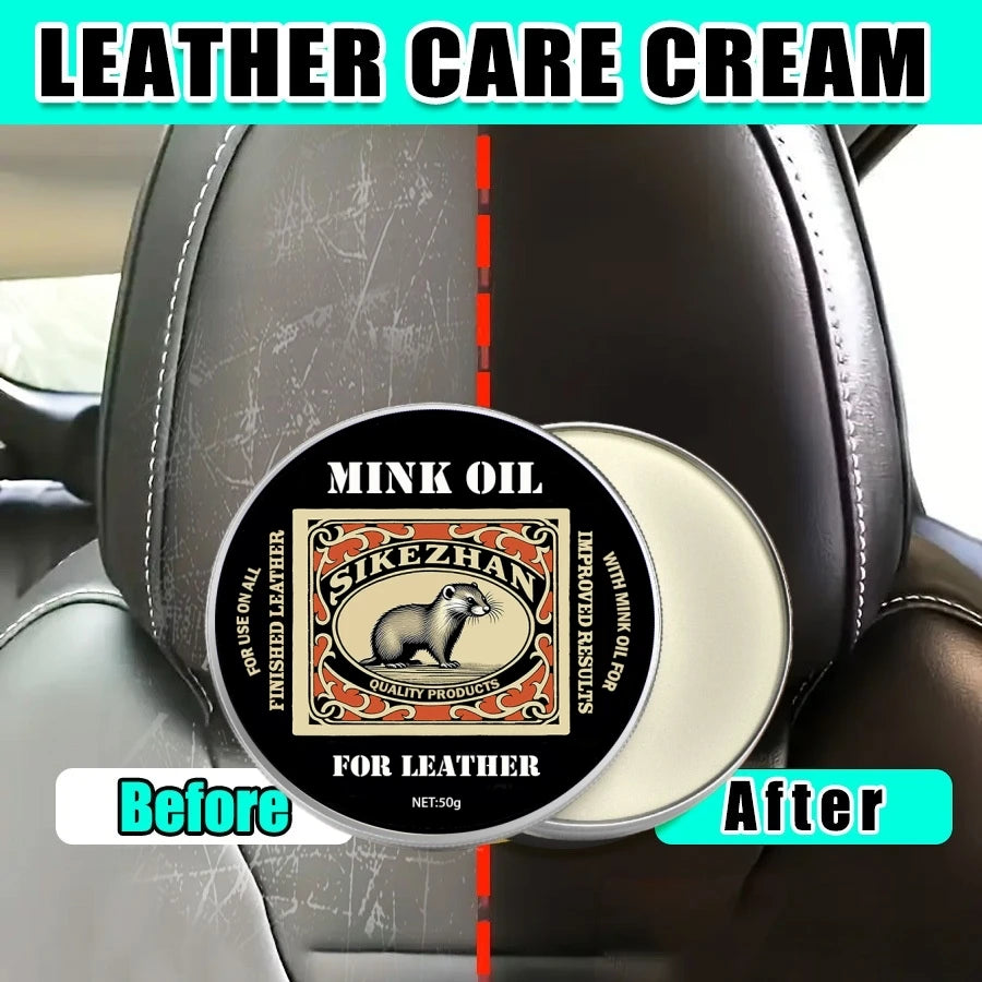 Car Leather Care Mink Oil: All-in-One Cleaner & Protector for Interior (Seats/Dash), Colorless, Odorless, Safe for All Leather QXL