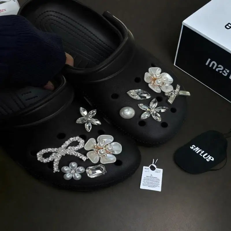 Pearl Rhinestone Flower Shoe Charms Set | Ballet Shoe Decor Shoe Charms Set QXL
