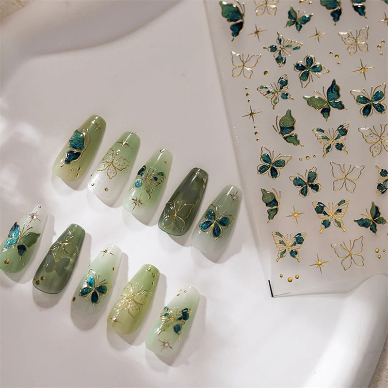 5D Cat & Floral Self-Adhesive Nail Art Stickers | Relief Decals Nail Art Stickers QXL