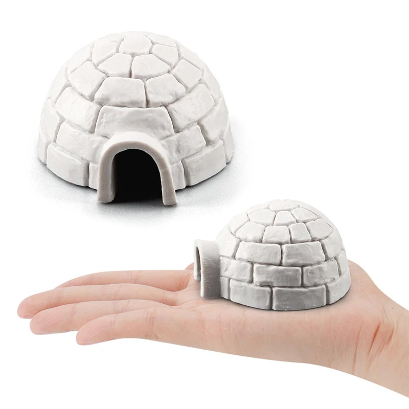 Miniature Igloo & Christmas Tree Figurine Set | Holiday Décor Miniature Figurine Set QXL