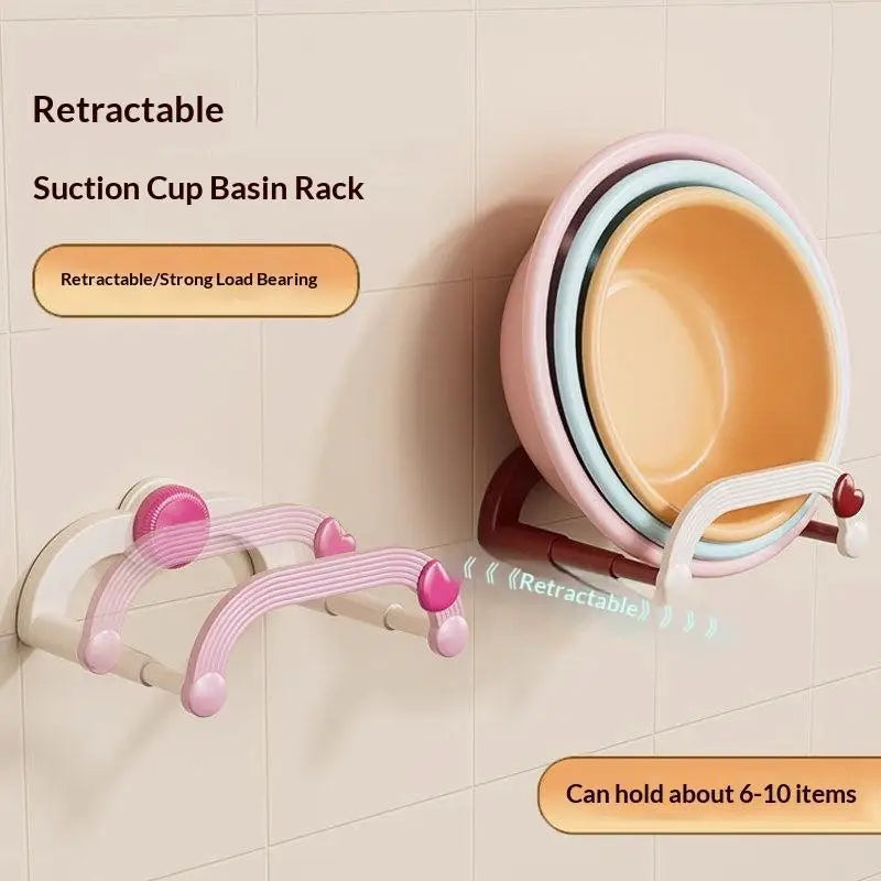 Retractable Suction Cup Basin Rack | No-Drill Wall Organizer Wall Basin Rack QXL