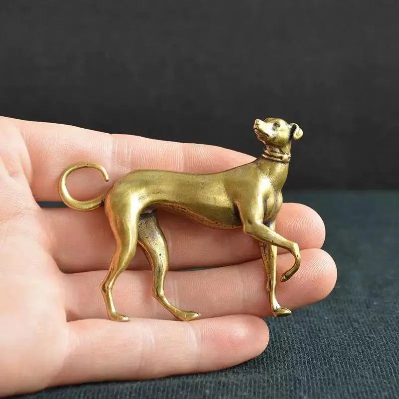 Solid Brass Dog Sculpture | Vintage Copper Miniature Figurine Decorative Figurine QXL