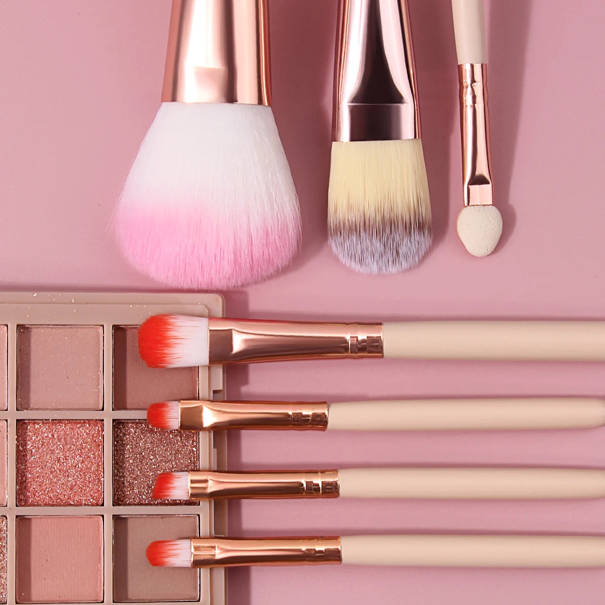 KOSSHOW 8-Pc Pink Gradient Makeup Brush Set | Beginner Kit Makeup Brush Set QXL