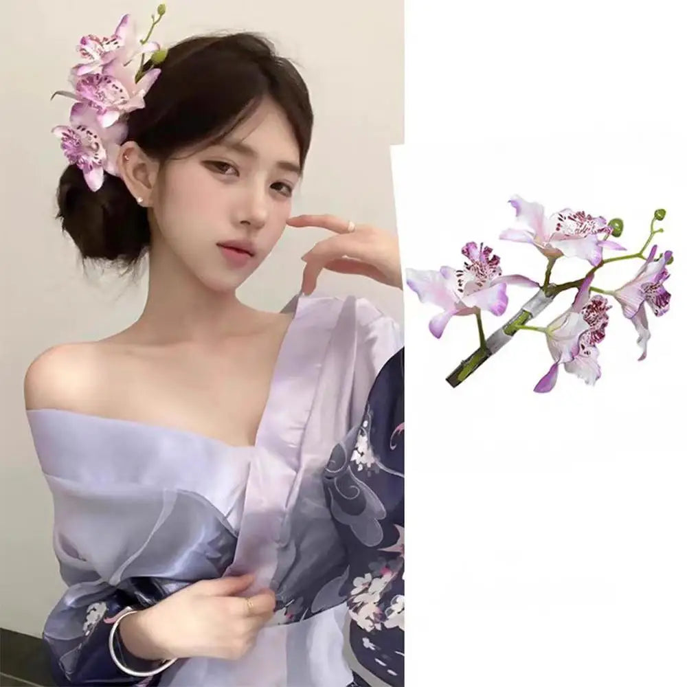Orchid Flower Fairy Hairpin | Floral Barrette Women & Girls Floral Hair Barrette QXL