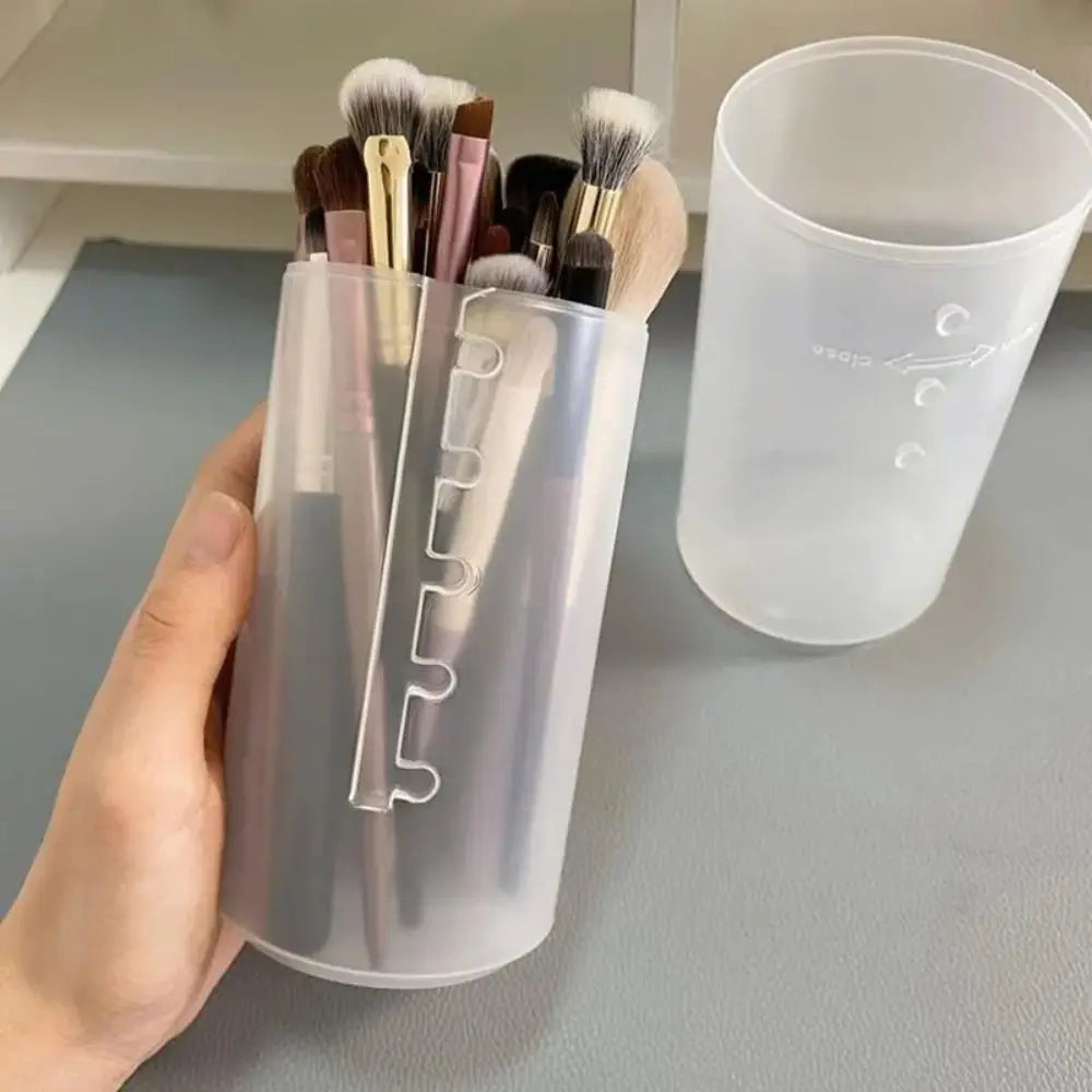 Transparent Makeup Brush Holder – Adjustable Height & Lid Makeup Brush Holder QXL