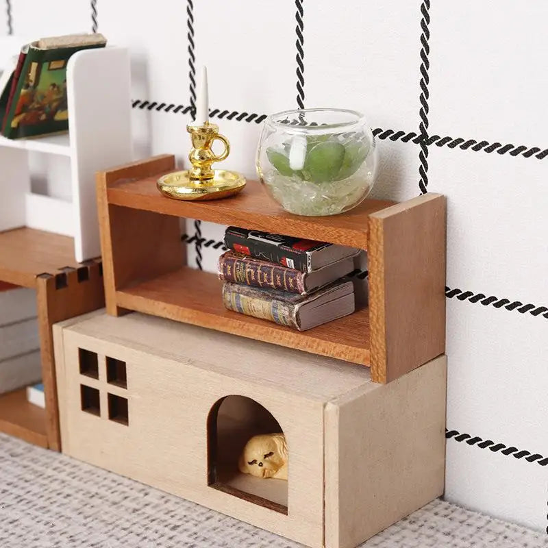 1:12 Dollhouse Miniature Wooden Storage Shelf Rack Décor Dollhouse Miniature QXL