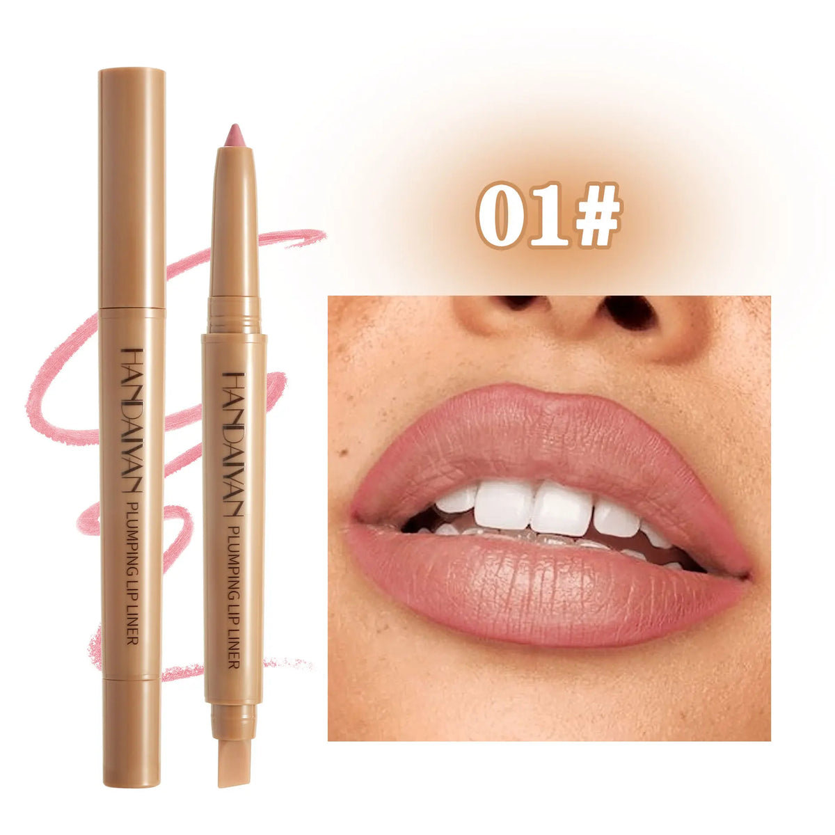HANDAIYAN Double-Head Waterproof Matte Lip Liner with Brush Lip Liner Pen QXL 01 0.65g