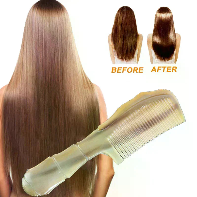 Natural Ox Horn Comb – Anti-Static Fine Tooth Scalp Massager Hair Comb QXL