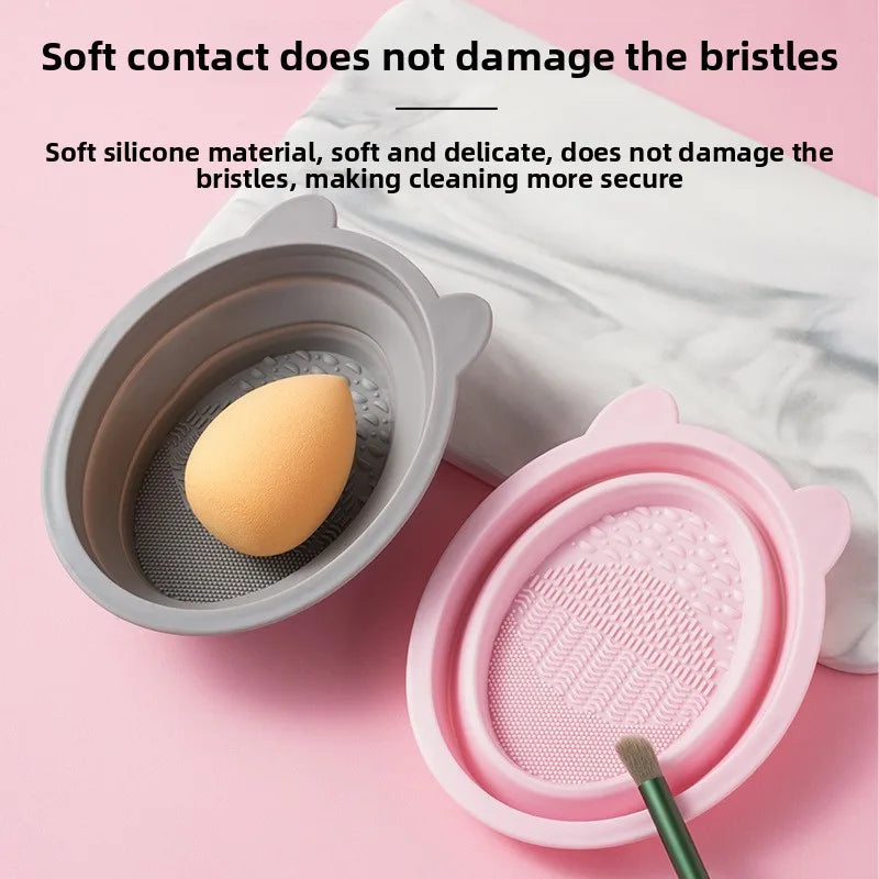 Silicone Makeup Brush Cleaning Bowl | Foldable Wash Box Brush Cleaning Bowl QXL