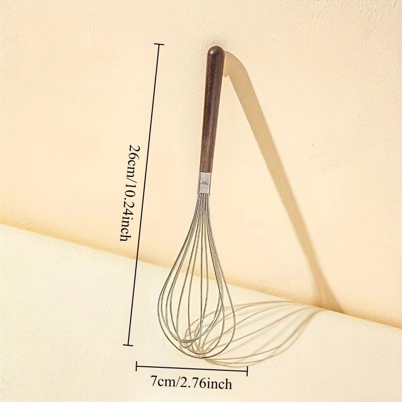 Manual Stainless Steel Egg Beater | Wooden Handle Whisk Manual Egg Beater QXL