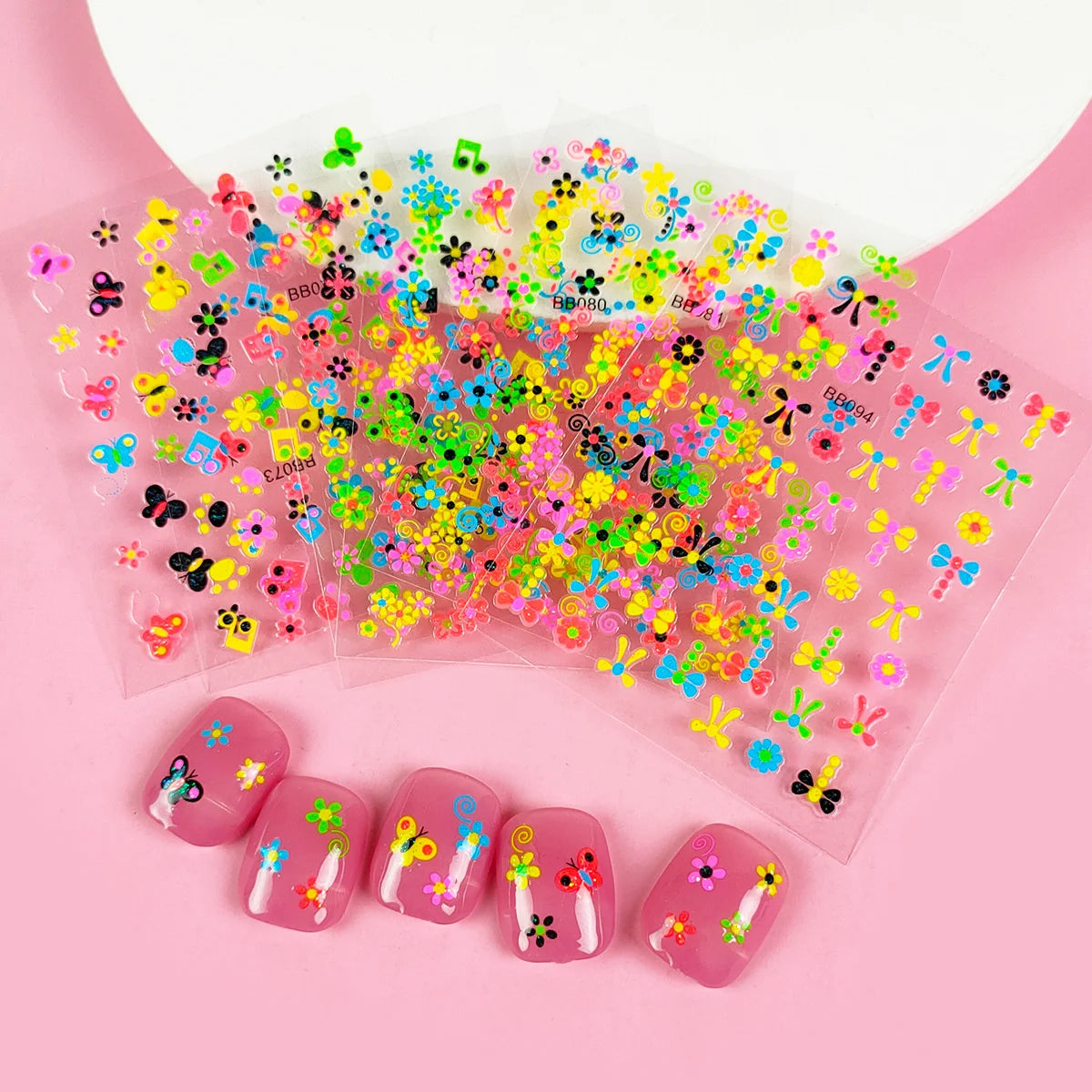 5D Kawaii Nail Art Stickers – Butterfly Flower Bow Decals Nail Art Stickers QXL
