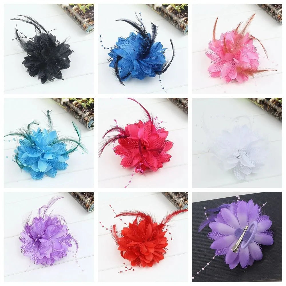 Feather Beaded Fascinator Hair Clip Brooch Corsage | Wedding Feather Fascinator QXL