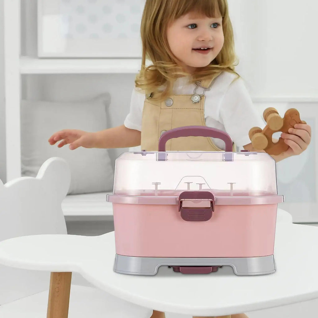 Baby Bottle Organizer Rack with Dustproof Cover | Dishwasher Safe Baby Bottle Organizer QXL