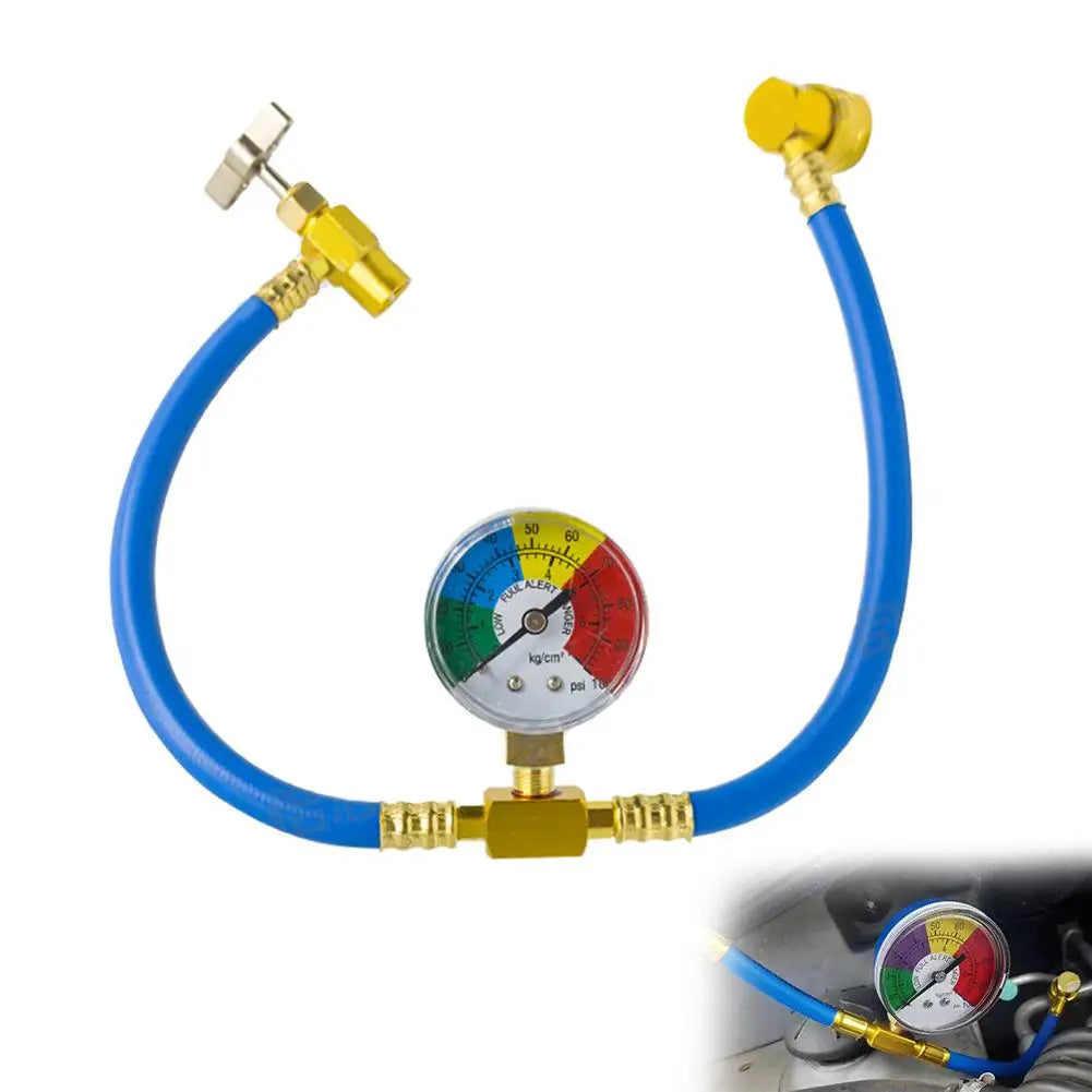 R134a R12 AC Refrigerant Charge Hose Set & Pressure Gauge AC Recharge Tool QXL A