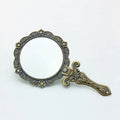 Vintage Metal Handheld Makeup Mirror | Folding Compact Handheld Makeup Mirror QXL Round bronze