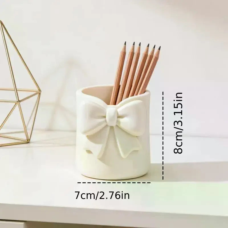 3D Bow Desk Organizer – Makeup Brush & Pen Holder Desktop Organizer QXL