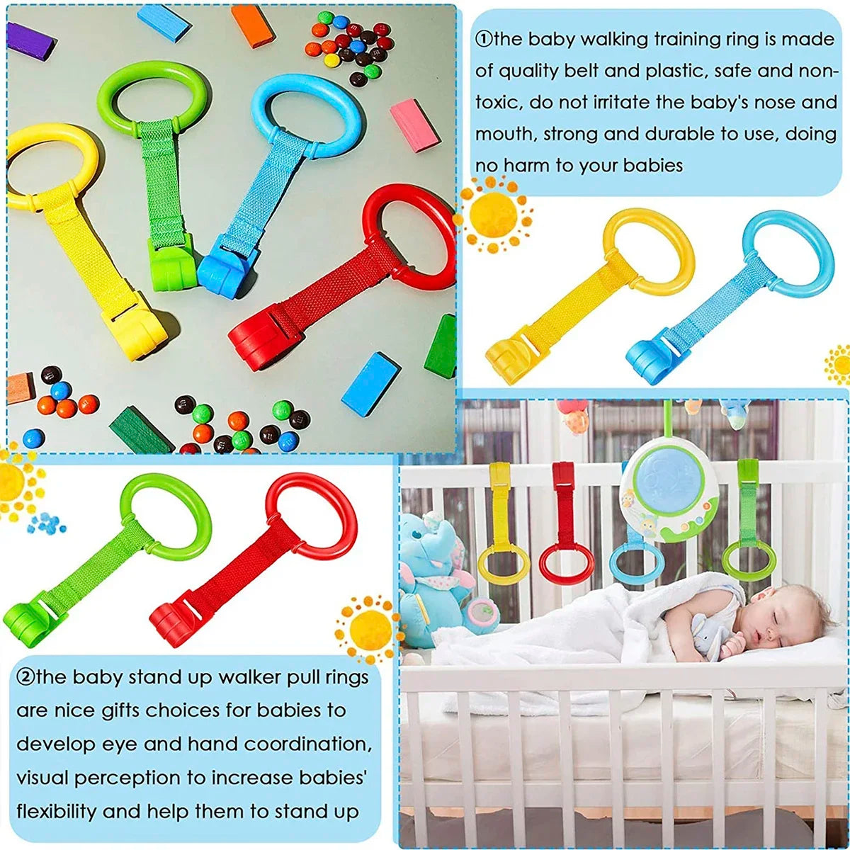 4-Pack Baby Crib Pull Rings | Walking Training Assistant Baby Walking Aid QXL