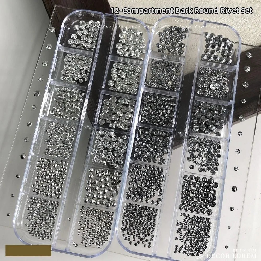 Metal Nail Studs & Rivets | Punk Round Slices DIY Manicure Nail Art Studs QXL