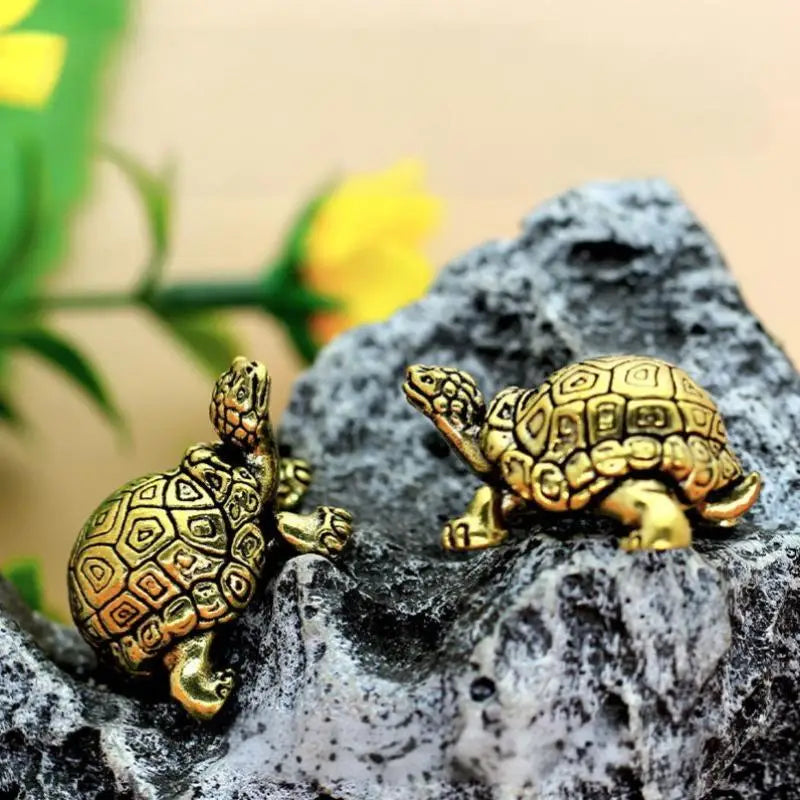 Copper Turtle Figurine | Feng Shui Tortoise Tea Pet Decor Decorative Figurine QXL