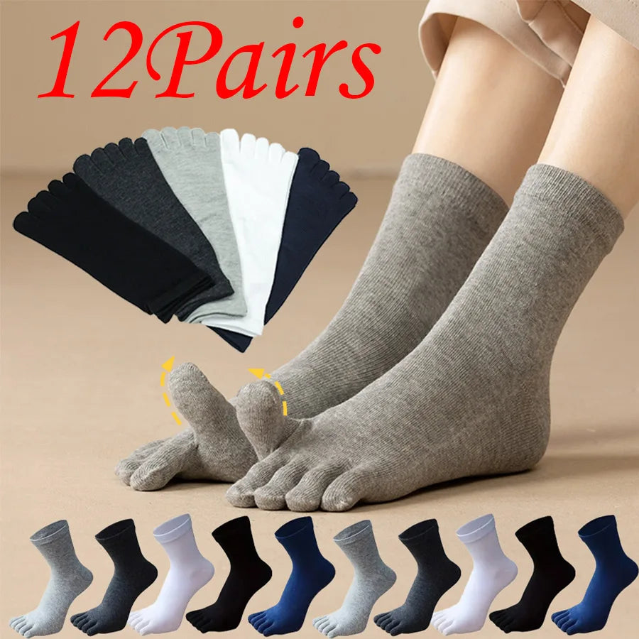 Five Finger Toe Socks 5/12 Pairs | Breathable Sports Crew Socks Toe Socks QXL