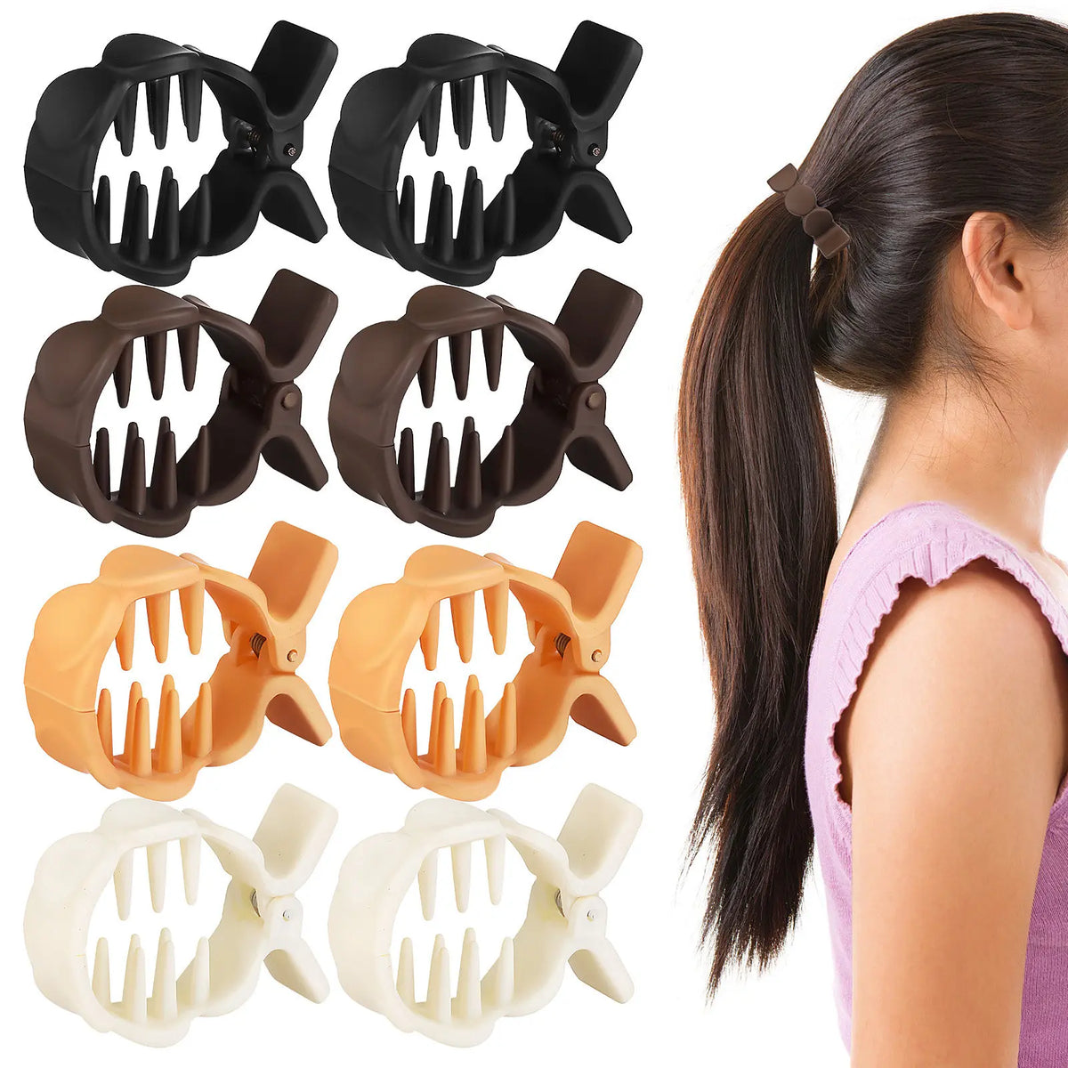 8-Pack Small Resin Hair Claw Clips | Ponytail Holders Hair Claw Clips QXL