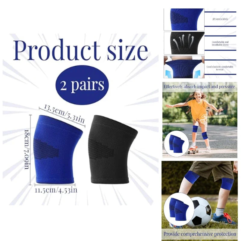 2-Pack Kids Knee Pads for Sports | Size M Blue & Black Kids Knee Pads QXL