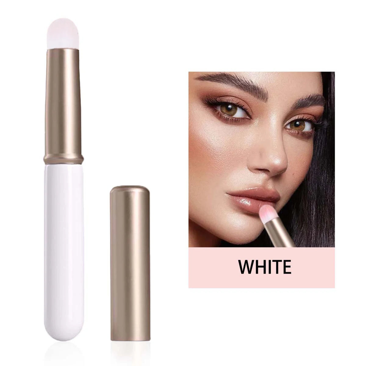 Soft Lip Brush with Cap | Round Tip Concealer Makeup Brush Lip Makeup Brush QXL white