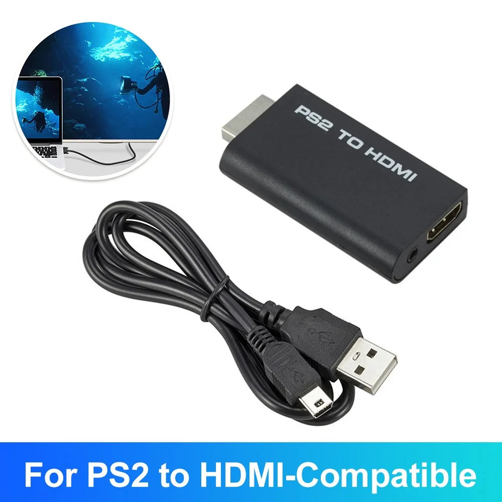 PS2 to HDMI Adapter 1080P Full HD | 3.5mm Audio for PlayStation 2 Game Console Adapter QXL