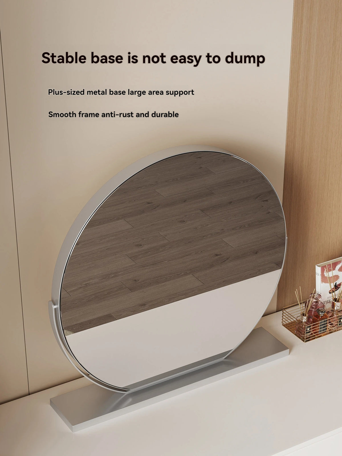 Large Half-Circle Desktop Makeup Mirror | Metal Frame Desktop Makeup Mirror QXL