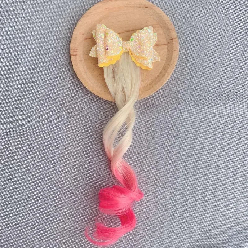 Princess Gradient Curly Bow Hair Clip for Girls | Cute Barrette Girls Hair Clip QXL 04