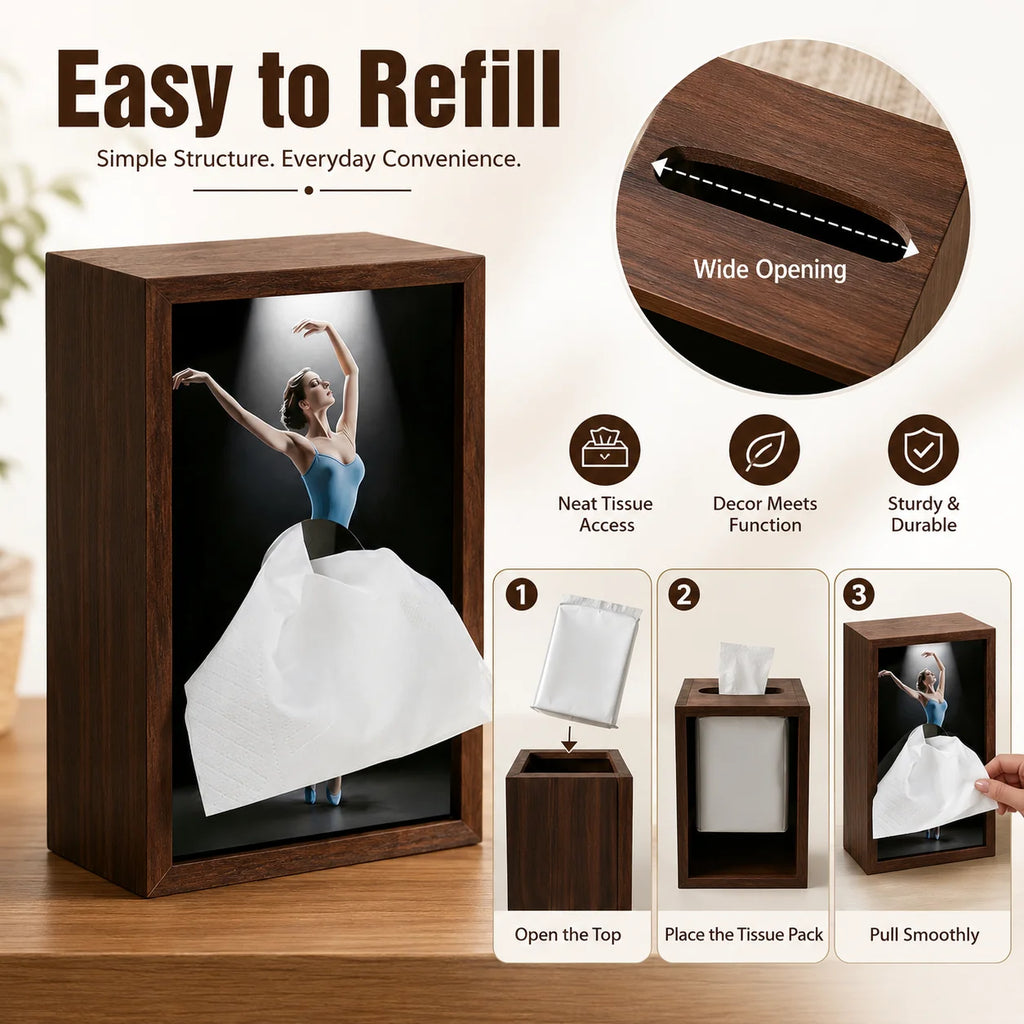 3D Ballerina Tissue Box | Dancing Girl Desktop Decor Decorative Tissue Box QXL