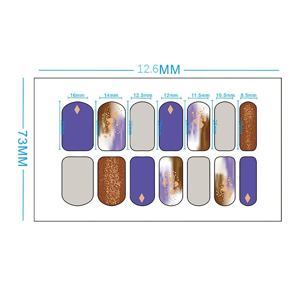 Floral Semi-Cured Gel Nail Strips | 14 Full Cover Stickers Gel Nail Stickers QXL