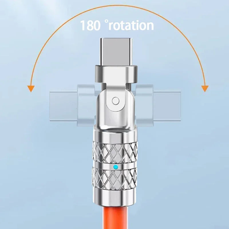 120W USB-C Fast Charging Cable 180° Rotating Elbow for Gaming USB-C Charging Cable QXL
