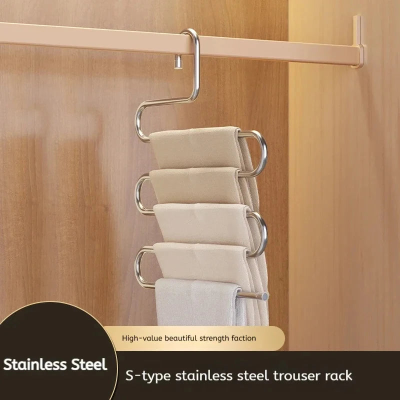 5-Layer Stainless Steel Pants Hanger Rack | Wardrobe Organizer Pants Hanger Rack QXL