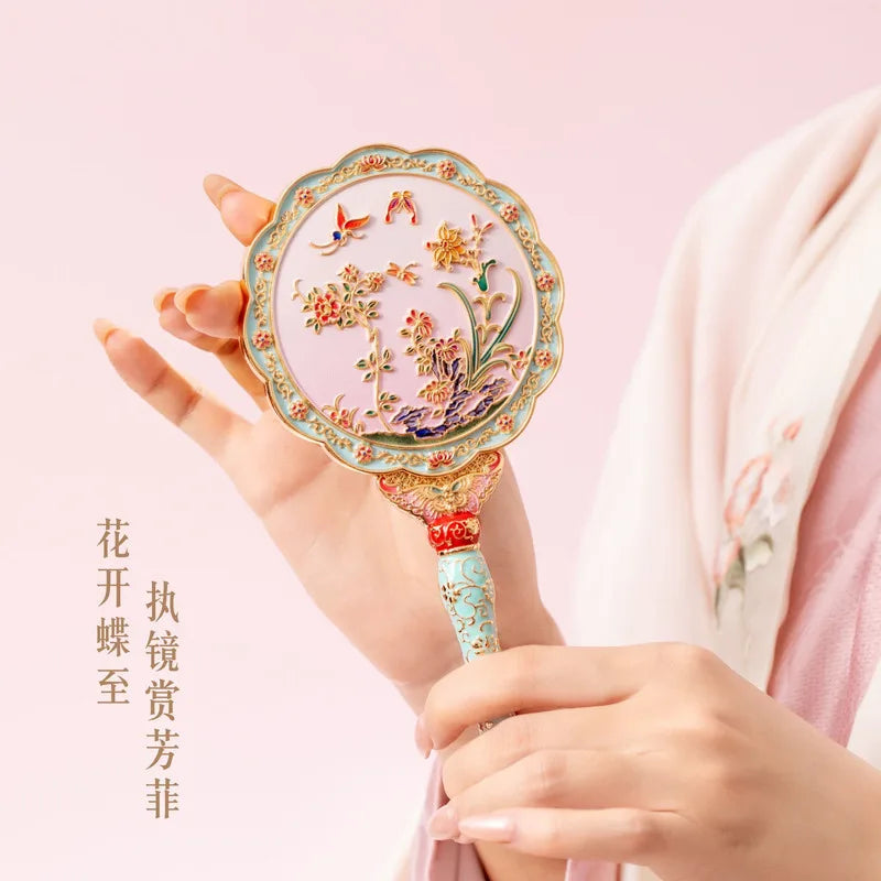 Butterfly Floral Handheld Makeup Mirror | Ancient Chinese Style Handheld Makeup Mirror QXL