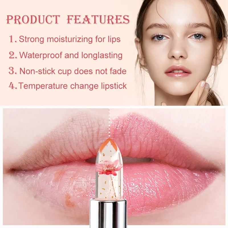 Crystal Flower Jelly Lipstick | Color-Changing Lip Gloss Balm Jelly Lip Gloss QXL