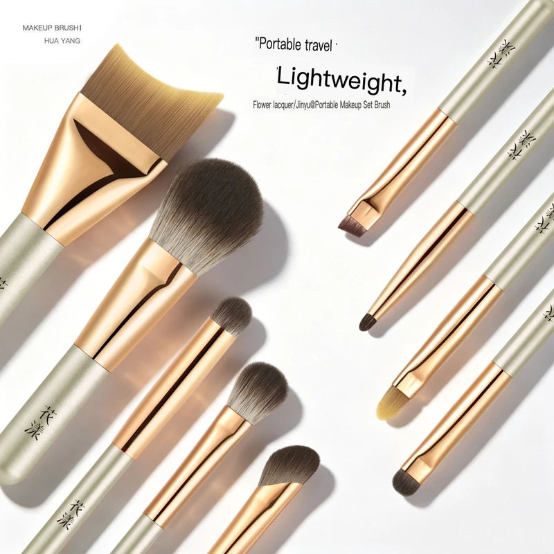 9-Pc Mini Portable Makeup Brush Set | Soft Animal Hair Brushes Makeup Brush Set QXL