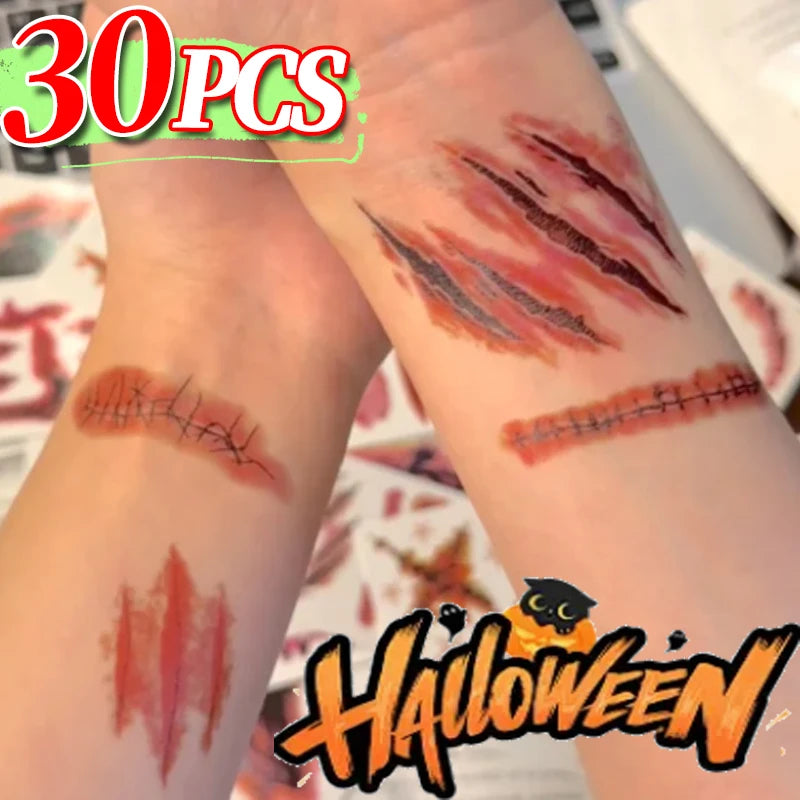 Halloween Scar Tattoo Stickers – Waterproof Temporary Body Art Temporary Tattoo Stickers QXL